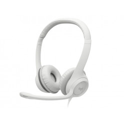Logitech USB Headset H390, Noise-canceling Microphone, Headset: 20–20,000 Hz, Microphone: 100–10,000 Hz, In-line audio controls, USB, OFF-WHITE